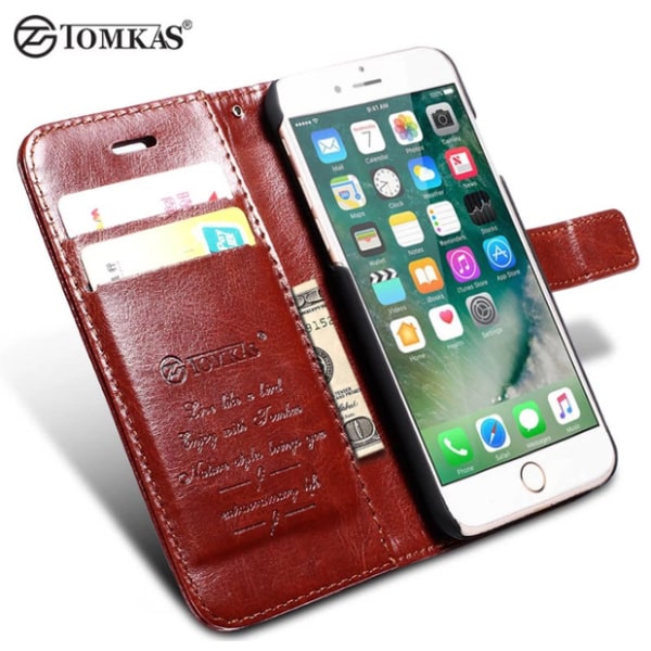 iPhone 7 PLUS tyylikäs lompakkokotelo TOMKASilta (ALKUPERÄINEN) Röd