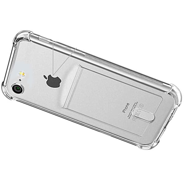 iPhone 7 - Stødabsorberende Silikoneskal med Kortlomme Transparent