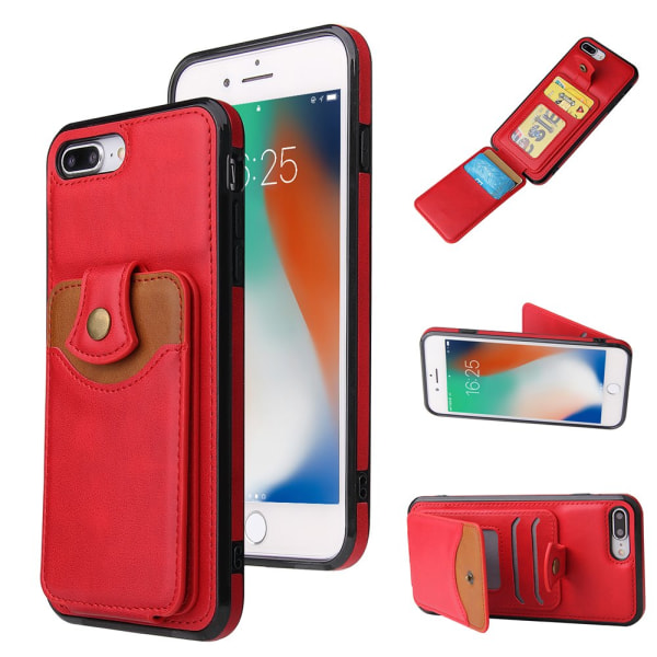 iPhone 8 Plus - Effektfullt Skal med Korthållare Röd