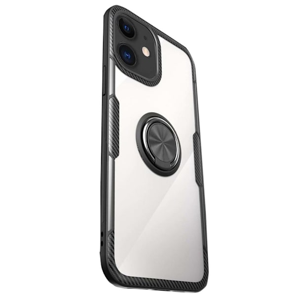 iPhone 12 Mini - Stilsäkert Skyddande Skal med Ringhållare LEMAN Svart/Silver