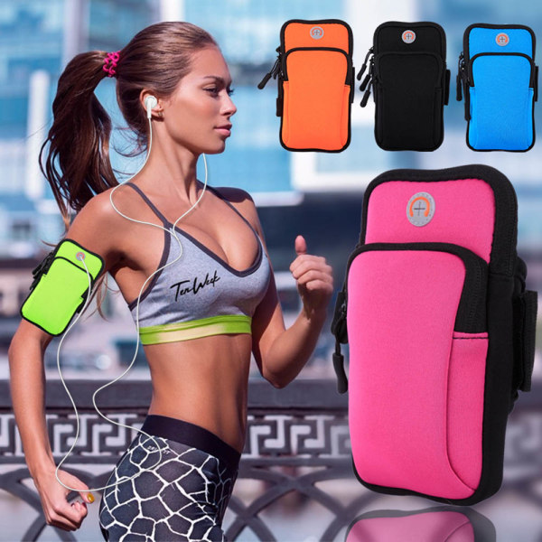 Armbandsväska | Sport | Fitness | Universal | Hörlursingång Svart Svart