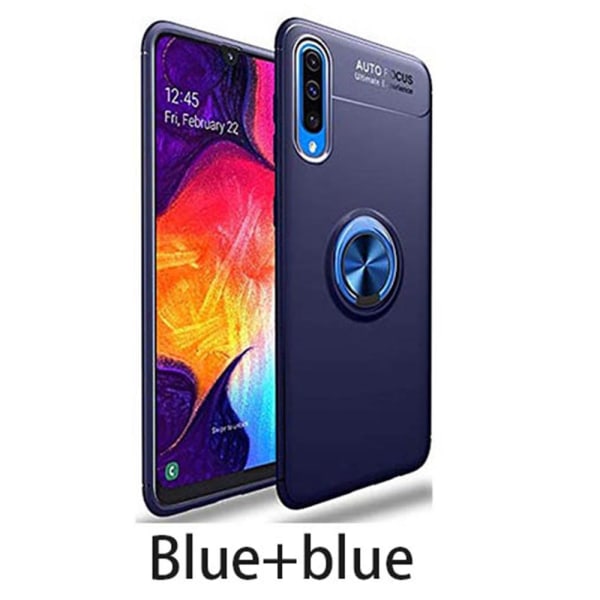 Cover med ringholder - Samsung Galaxy A70 Blå/Blå