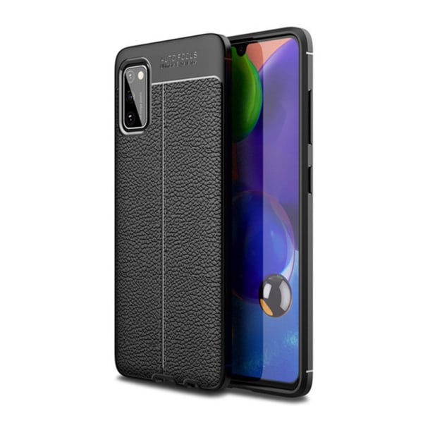 Samsung Galaxy A41 - Stilfuldt Litchi-læder designcover Mörkblå