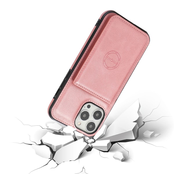 iPhone 14 Pro Max - Elegant Floveme Cover med kortholder Roséguld