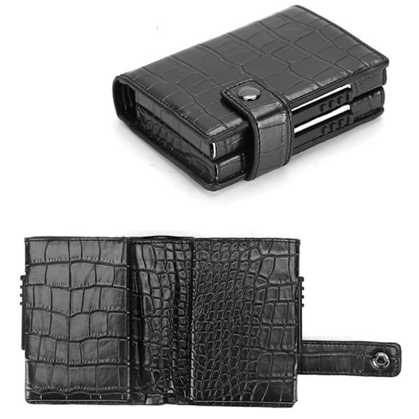 Effektfullt Smart Korthållare (JENSEN) i Aluminium Krokodil Svart