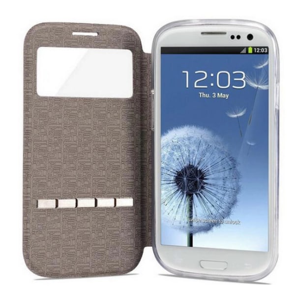 Smart deksel med vindu og svarfunksjon til Galaxy S4 Blå