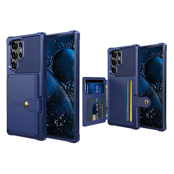 Samsung Galaxy S23 Ultra - Skal med Korthållare Blå