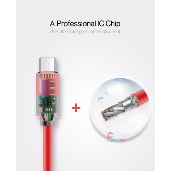 MicroUSB-kabel från CinkeyPro - Long-life 100cm Vit