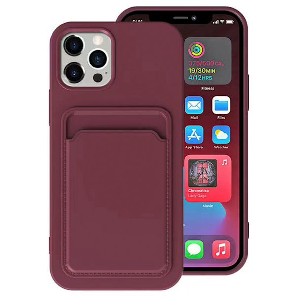 iPhone 12 Pro Max - Mobilskal med Korthållare Rosa