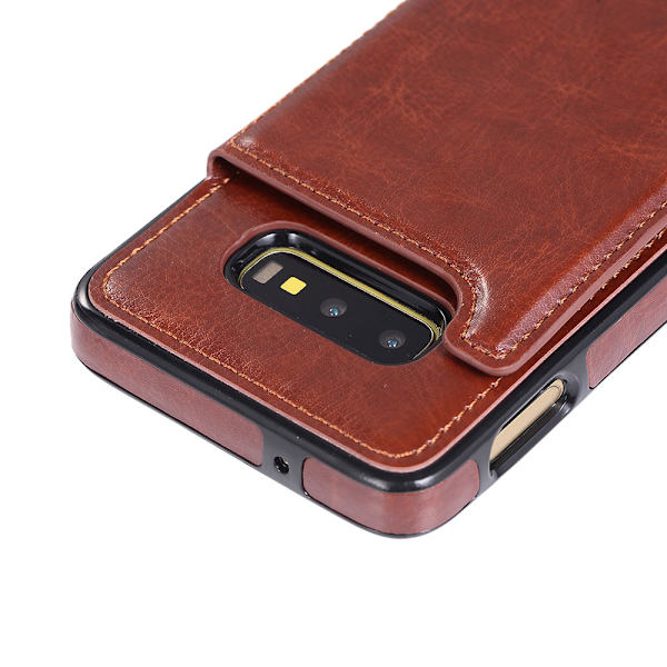 Nkobees Eleganta Läderskal med Kortfack - Samsung Galaxy S10e Röd