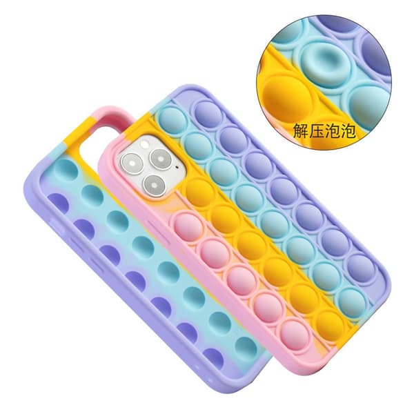 iPhone 12 Pro Max - Genomtänkt Fidget Pop It Silikonskal Rosa