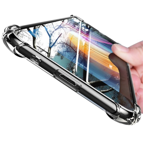 Samsung Galaxy A40 - Solid silikondeksel med kortholder Transparent/Genomskinlig