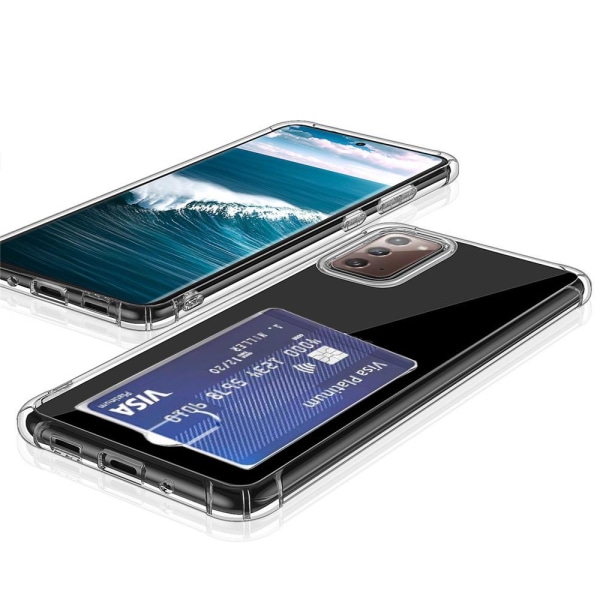 Samsung Galaxy Note 20 - Støtdempende silikondeksel Kortholder Transparent/Genomskinlig