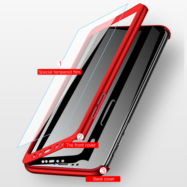 Samsung Galaxy A40 - Dobbeltsidig elegant deksel (FLOVEME) Röd