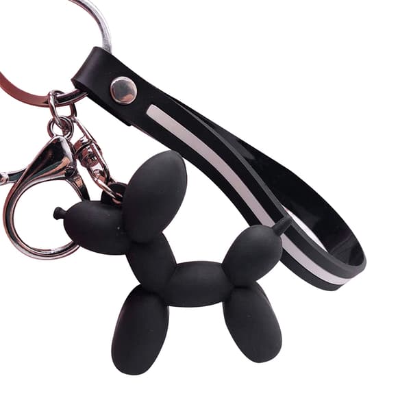 Unik Ballong-Hund Nyckelring Vit