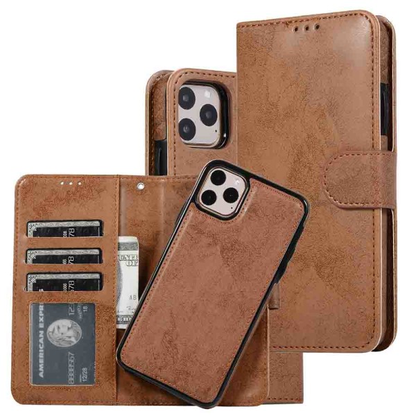 iPhone 11 Pro Max - Praktisk LEMAN Wallet etui Svart