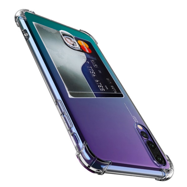 Huawei P20 Pro - Robust Skyddsskal med Korthållare FLOVEME Transparent
