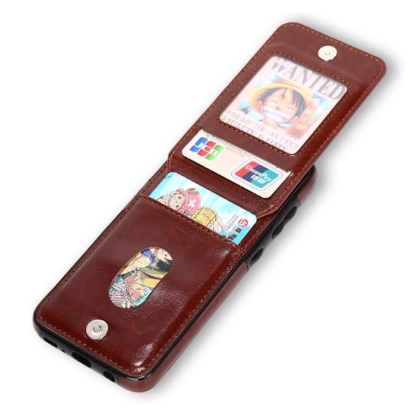 Samsung Galaxy S8+ - LEMANS-nahkakotelo, jossa lompakko/korttitasku Röd Röd