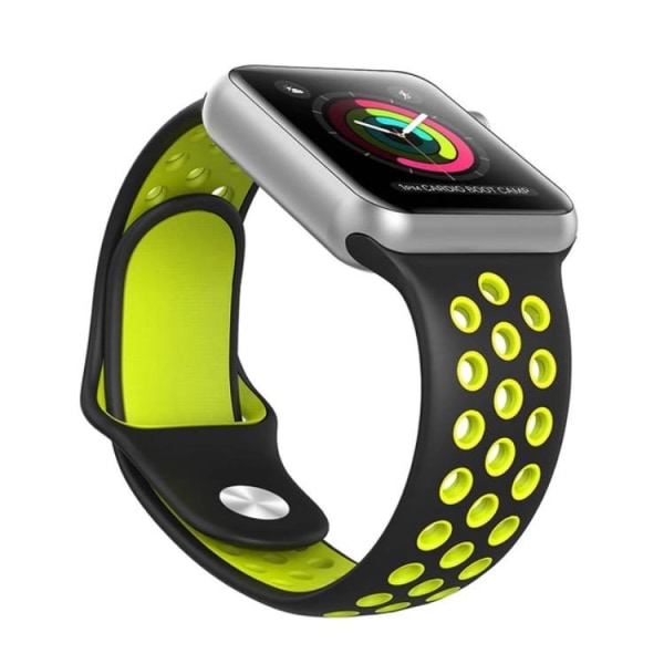 Apple Watch 42mm - Stilrena Silikonarmband -ROYBEN ORGINAL- Svart/Grön M