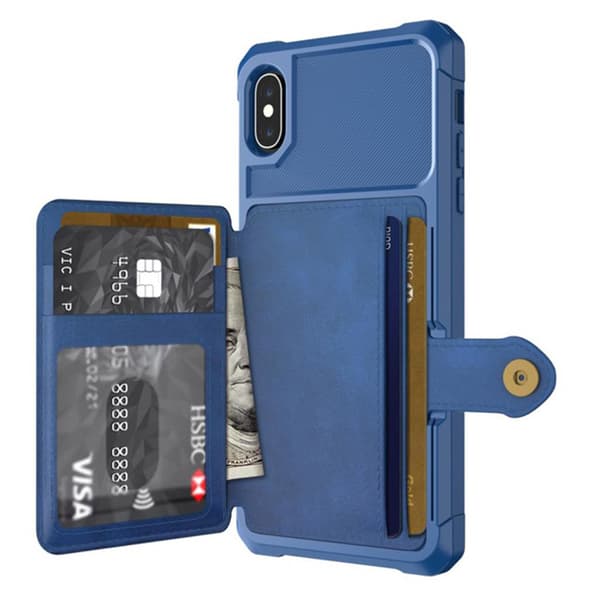 iPhone X/XS - Robust Skal med Kortfack Röd