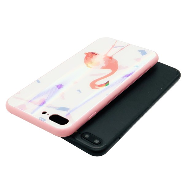 Elegant beskyttelsescover til iPhone 7 (Hærdet glas) Flamingo