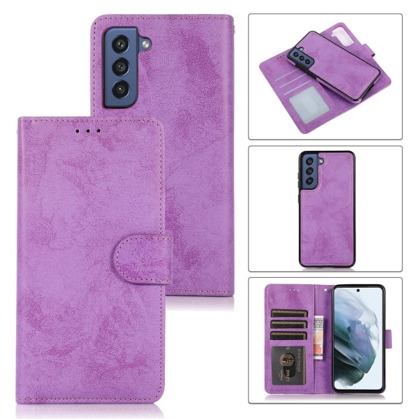 Samsung Galaxy S21 FE - Stilfuldt og praktisk LEMAN Wallet etui Lila