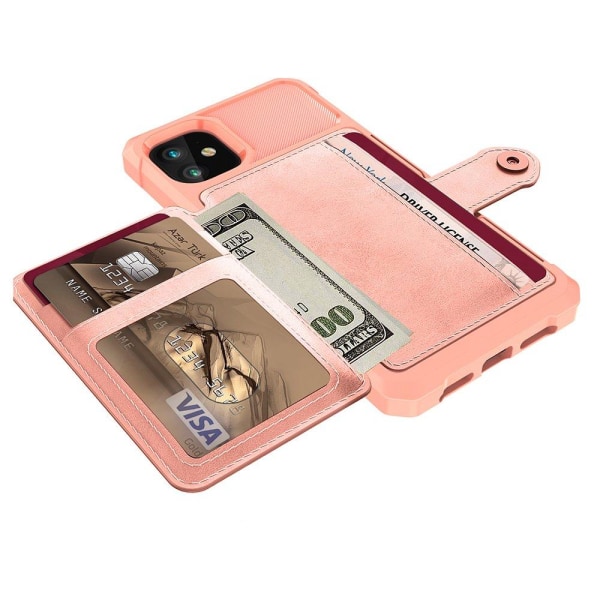 iPhone 12 Mini - Käytännöllinen suojaava kotelo korttitelineellä Brun