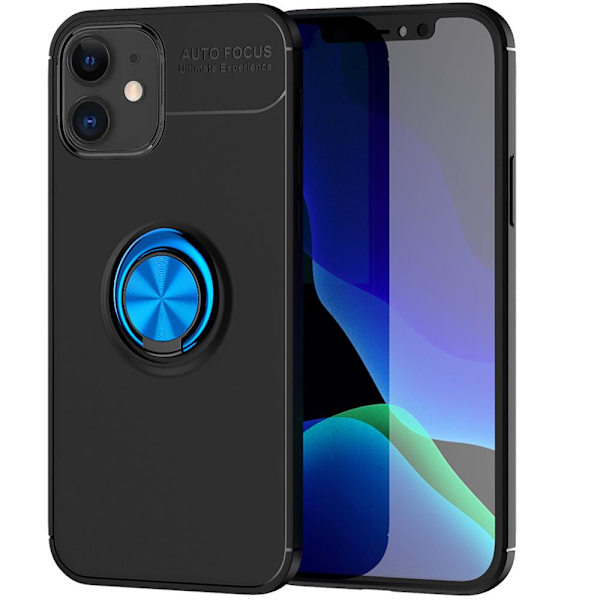 iPhone 12 Mini - Skyddande Praktiskt Skal med Ringhållare Blå