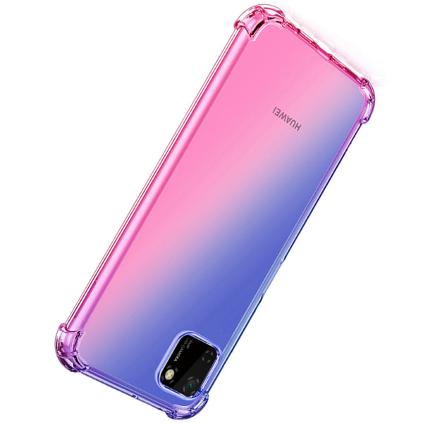 Huawei Y5p - Kraftig Floveme Silikone Cover Blå/Rosa