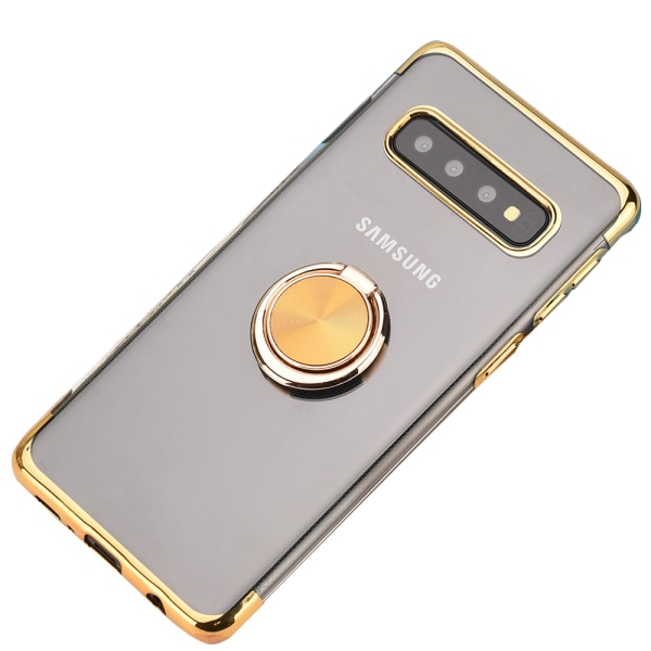 Samsung Galaxy S10 - Stilsäkert Silikonskal med Ringhållare Blå