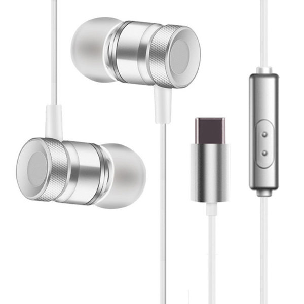 Effektfulla Type-C Hörlurar Silver