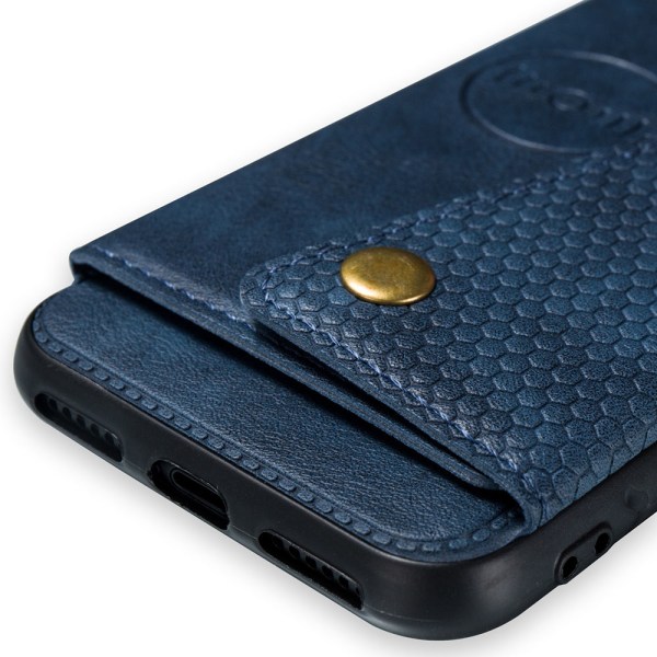 iPhone SE 2020 - Smart Stilfuldt Retro Cover med kortrum Ljusbrun