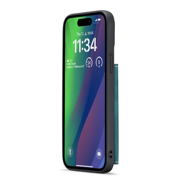 iPhone 15 Plus - Läderplånboksfodral med magnetiskt hållare Röd