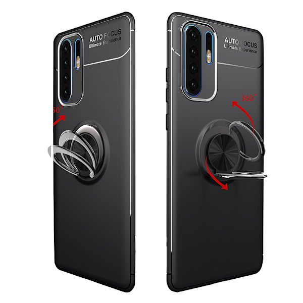 Smidigt Skal med Ringhållare - Huawei P30 Pro Svart/Svart