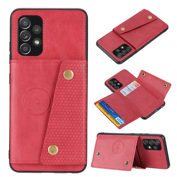 Samsung Galaxy A23 5G - Tyylikäs sileäkantinen korttikotelo Röd