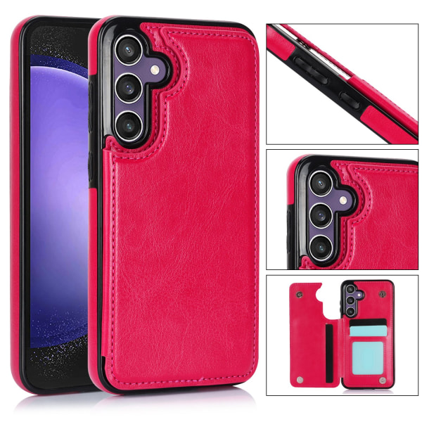 Nya Samsung Galaxy S23 FE - Stilrent Skal med Plånbok/Kortfack Hot Pink