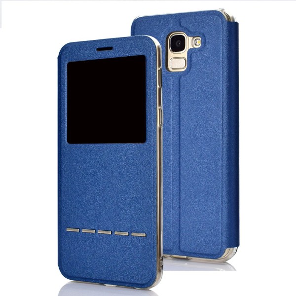 Smart deksel med vindu og svar-funksjon til Samsung Galaxy J6 Blå Blå