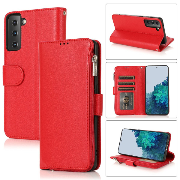 Samsung Galaxy S21 - Godt laget og stilig lommebokdeksel Röd