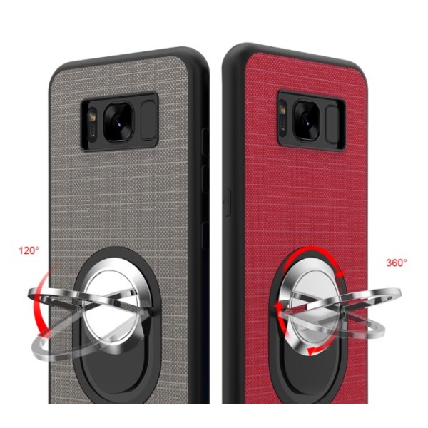 Galaxy S7 edge Silikondeksel med ringholder Röd