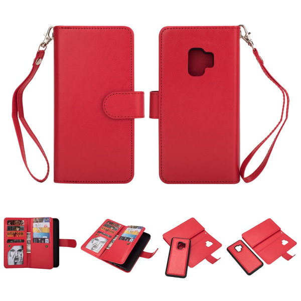 Stilrent Pl�nboksfodral (9-Kort) f�r Samsung Galaxy S9+ LEMAN Röd