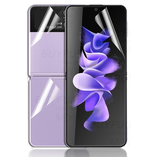 2-PACK Samsung Galaxy Z Flip 3 3-in-1 Hydrogel-näytönsuoja Transparent