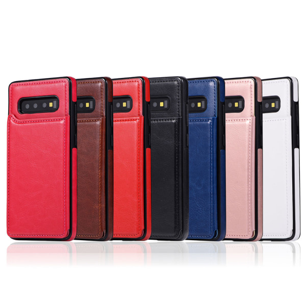 Samsung Galaxy S10 Plus - NKOBEE Läderskal med Plånbok/Kortfack Röd