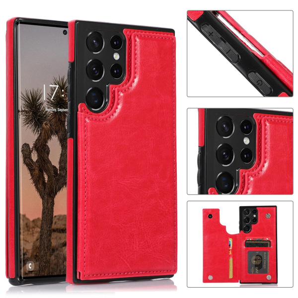 Samsung Galaxy S23 Ultra - Profesjonell dekselkortholder Röd