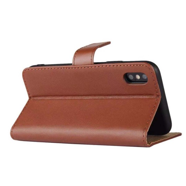 Tyylikäs nahkainen lompakkokotelo - iPhone XS MAX Brun