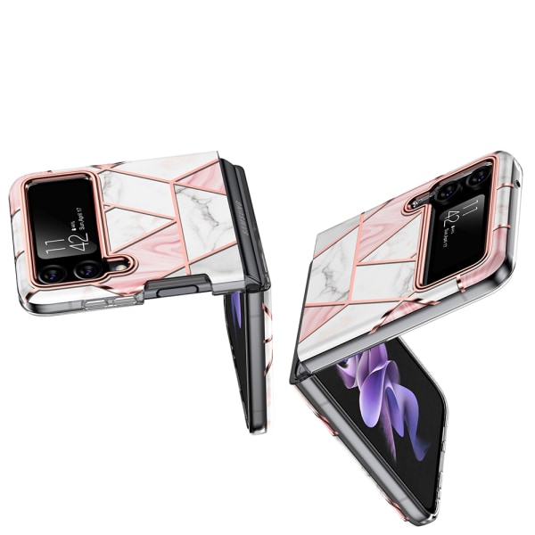 Samsung Galaxy Z Flip 3 - Smart Skyddsskal i Marmordesign Rosa