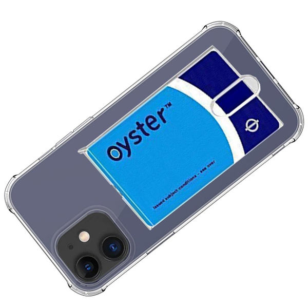 iPhone 12 Mini - Beskyttende praktisk etui med kortholder Transparent