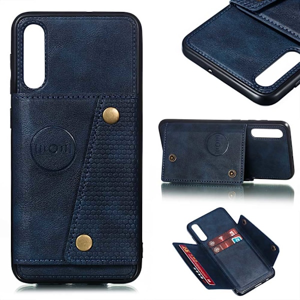 Professionellt Retro Skal med Kortfack - Samsung Galaxy A50 Grå