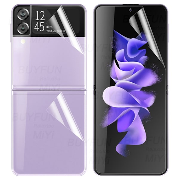 3-PACK Samsung Galaxy Z Flip 3 -Skärmskydd Hydrogel (Fram & bak) Transparent