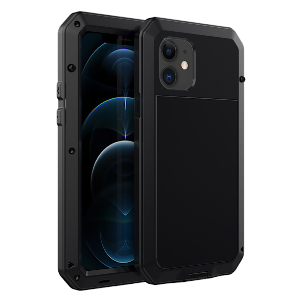 iPhone 12 Pro Max - Kraftig 360-Aluminiumdeksel HEAVY DUTY Svart