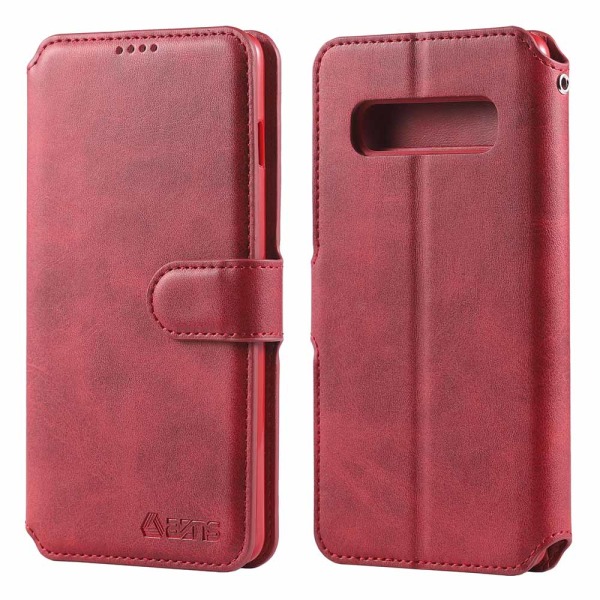 Samsung Galaxy S10 Plus - Stötdämpande Praktiskt Plånboksfodral Röd Röd